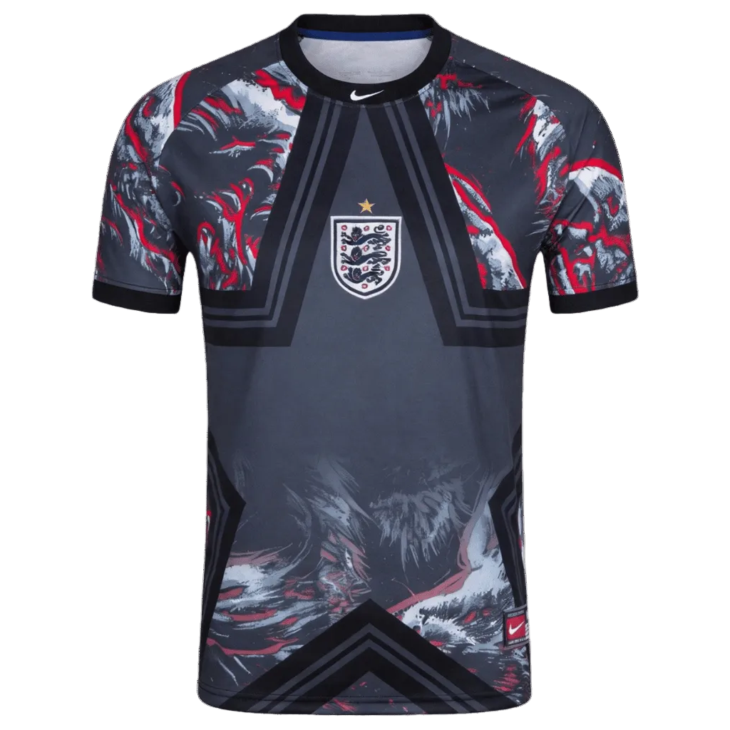 England Soccer jersey with a star patterned design on a white background