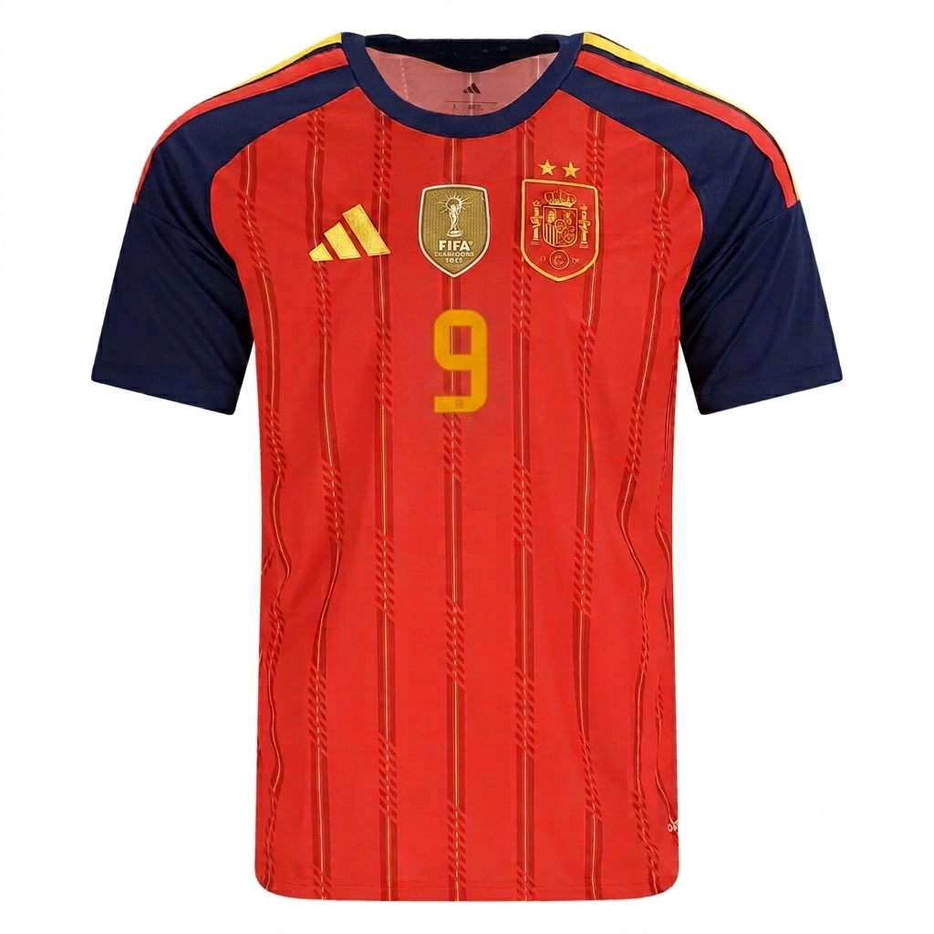 Spain 2026 Home Jersey Gavi #9  - 2 Stars